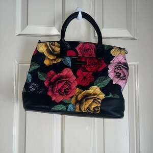 Vera Bradley Havana Rose Trimmed Vera Tote Bag
